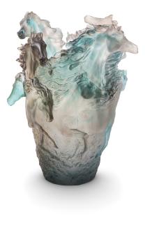 Horse vase grey blue - Daum